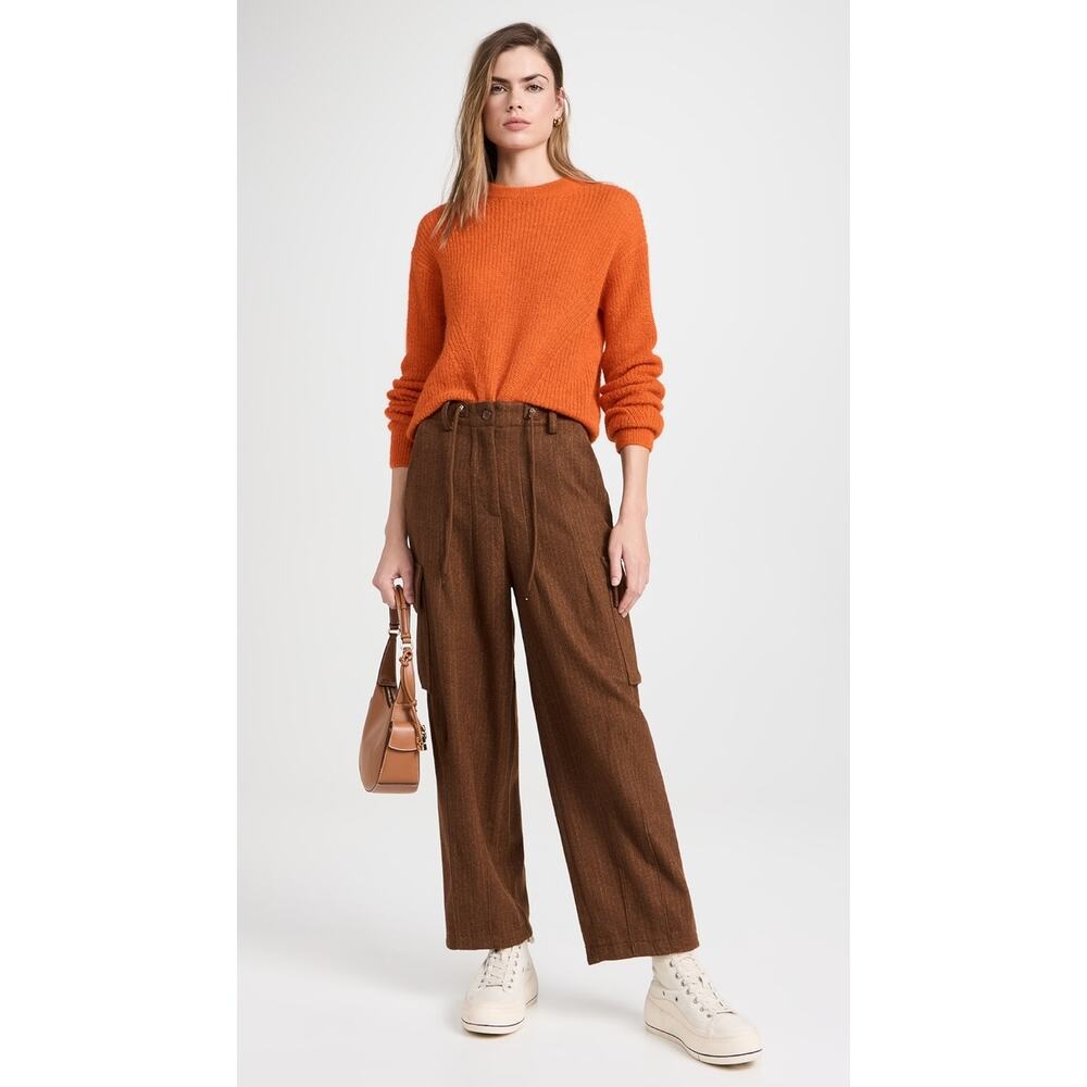 Veronica Beard in deep orange Mohair blend Melinda Crew Neck Sweater sz L